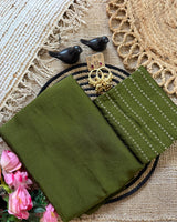 Olive Green Rangoli Crush Saree with Sequin Bits Blouse | RD VIAANA