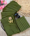 Olive Green Rangoli Crush Saree with Sequin Bits Blouse | RD VIAANA