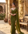 Olive Green Rangoli Crush Saree with Sequin Bits Blouse | RD VIAANA