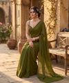 Olive Green Rangoli Crush Saree with Sequin Bits Blouse | RD VIAANA