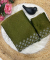 Olive Green Satin Saree with Zari Weaving & Siroski Border | RD TANISHKA