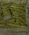 Olive Green Satin Saree with Zari Weaving & Siroski Border | RD TANISHKA