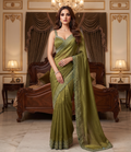 Olive Green Silk Saree | Wedding & Festive Wear
