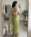 Olive Green Space Satin Sequence Work Saree for Party & Wedding | RD APEXA