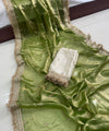Olive Green Space Satin Sequence Work Saree for Party & Wedding | RD APEXA