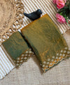 Olive Green Space Silk Jarkan Work Saree for Wedding & Party | RD TAMANAH