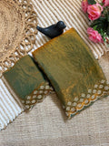 Olive Green Space Silk Jarkan Work Saree for Wedding & Party | RD TAMANAH