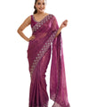 Onioin Pink Satin Saree with Zari Weaving & Siroski Border | RD TANISHKA