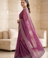 Onioin Pink Satin Saree with Zari Weaving & Siroski Border | RD TANISHKA