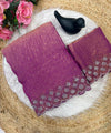 Onioin Pink Satin Saree with Zari Weaving & Siroski Border | RD TANISHKA