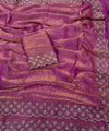 Onioin Pink Satin Saree with Zari Weaving & Siroski Border | RD TANISHKA