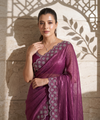 Onioin Pink Satin Saree with Zari Weaving & Siroski Border | RD TANISHKA