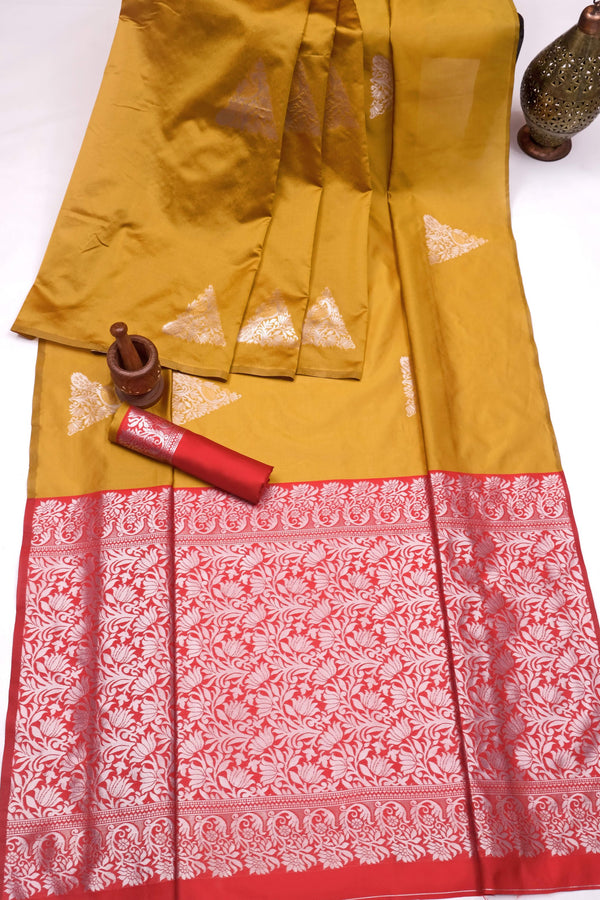Orange Banarasi Silk Saree | Festival & Ceremony Wear detail view