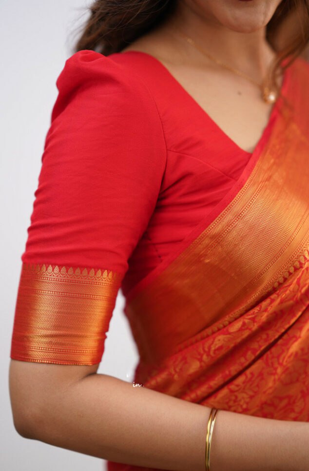 Orange Banarasi Silk Saree | Festive & Party Wear