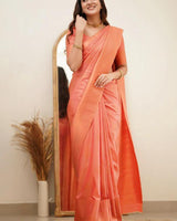 Orange Banarasi Silk Saree | Wedding & Reception Wear