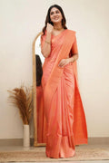 Orange Banarasi Silk Saree | Wedding & Reception Wear