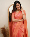 Orange Banarasi Silk Saree | Wedding & Reception Wear