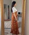 Orange Chiffon Party Wear Saree with Siroski & Moti Work | RD KHUSHI