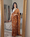 Orange Chiffon Party Wear Saree with Siroski & Moti Work | RD KHUSHI