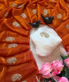 Orange Chiffon Party Wear Saree with Siroski & Moti Work | RD KHUSHI
