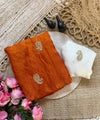Orange Chiffon Party Wear Saree with Siroski & Moti Work | RD KHUSHI