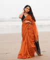 Orange Cotton Saree | Comfort Handloom Weave