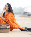Orange Cotton Saree | Comfort Handloom Weave