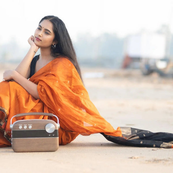 Orange Cotton Saree | Comfort Handloom Weave
