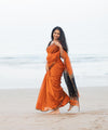 Orange Cotton Saree | Comfort Handloom Weave