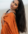 Orange Cotton Saree | Comfort Handloom Weave