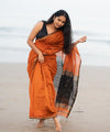 Orange Cotton Saree | Comfort Handloom Weave