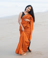 Orange Cotton Saree | Comfort Handloom Weave