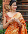 Orange Jacquard Silk Saree | Ethnic Wear for Women
