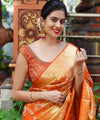 Orange Jacquard Silk Saree | Ethnic Wear for Women
