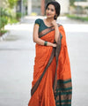 Orange Jacquard Silk Saree | Festive & Party Wear