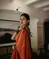 Orange Jacquard Silk Saree | Festive & Party Wear