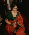 Orange Jacquard Silk Saree | Festive & Party Wear