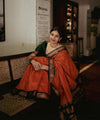 Orange Jacquard Silk Saree | Festive & Party Wear