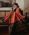 Orange Jacquard Silk Saree | Festive & Party Wear