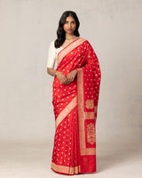 Orange Jacquard Silk Saree | Traditional Wedding Wear