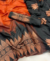 Orange Jacquard Silk Saree | Wedding & Reception Wear
