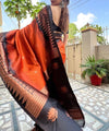 Orange Jacquard Silk Saree | Wedding & Reception Wear