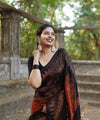 Orange Jacquard Silk Saree | Wedding & Reception Wear