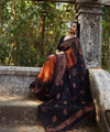 Orange Jacquard Silk Saree | Wedding & Reception Wear