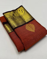 Orange Kanjivaram Silk Saree | Ethnic Wear for Women