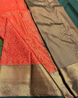 Orange Kanjivaram Silk Saree | Festival & Ceremony Wear