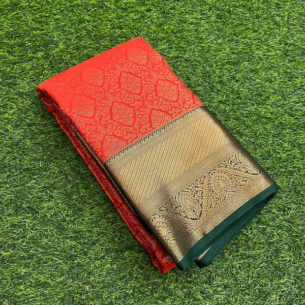 Orange Kanjivaram Silk Saree | Festival & Ceremony Wear