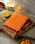 Orange Kanjivaram Silk Saree | Traditional Wedding Wear
