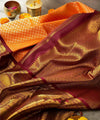 Orange Kanjivaram Silk Saree | Traditional Wedding Wear