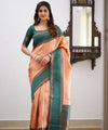 Orange Kanjivaram Silk Saree | Traditional Zari Weave
